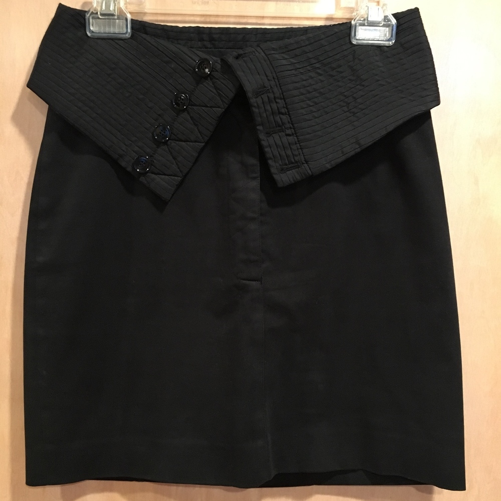 Acne black pencil skirt with fold-over waist